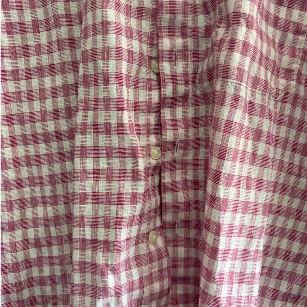 Tommy Bahama Barbados Breeze Stretch Pink Gingham Long Sleeve Shirt - Picture 3 of 4